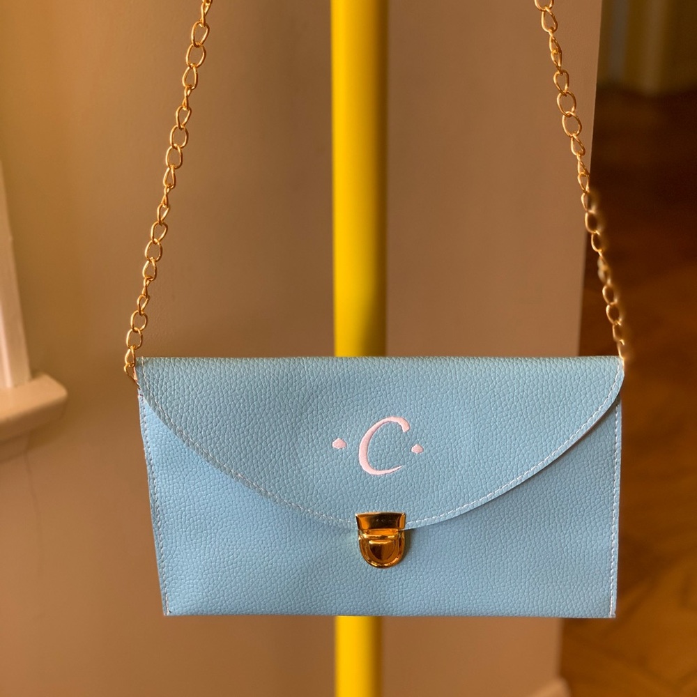 Elegant Blue and Gold Envelope Clutch